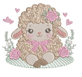 Sheep with roses embroidery design – 7 Sizes - FineryEmbroidery